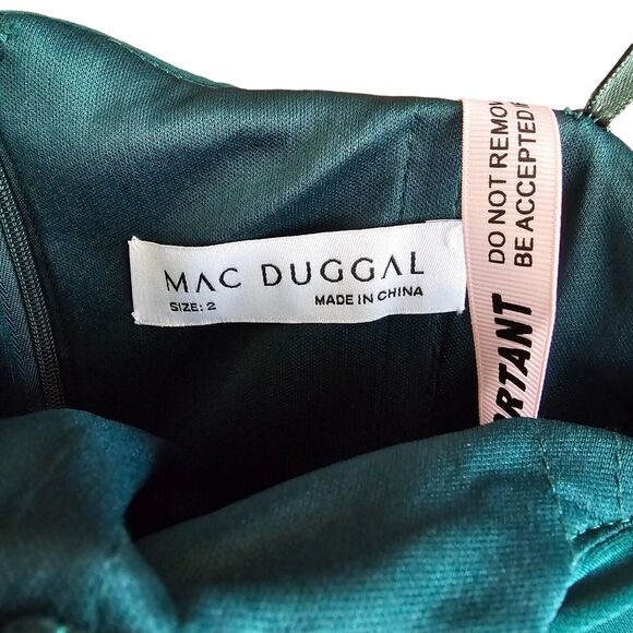Mac Duggal 26484 Ruched Off The Shoulder Midi Dress Size 2 Emerald Green - Picture 13 of 13